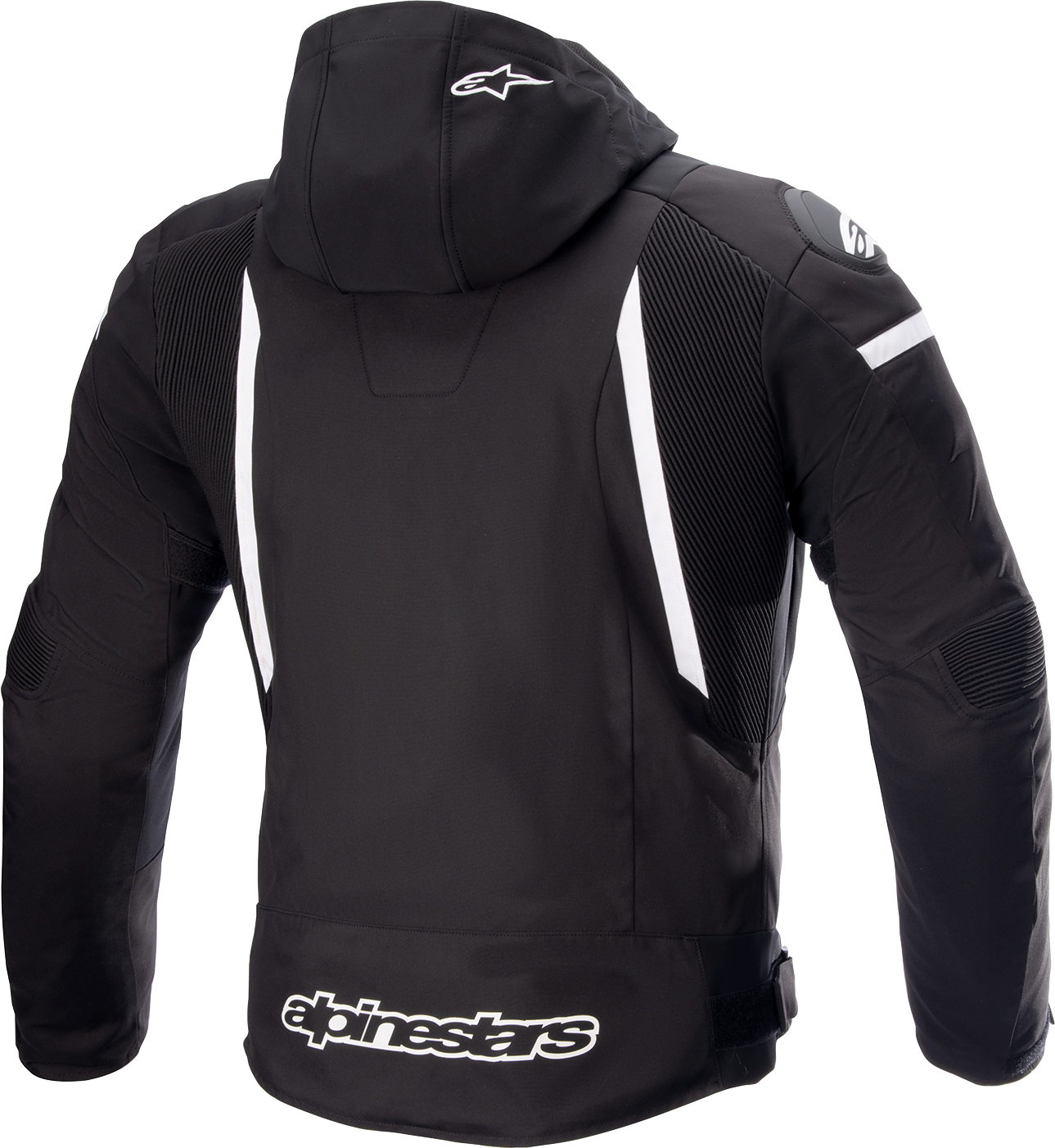 Alpinestars Zaca waterproof motorcycle jacket in black and white, size 4XL, designed for riding in wet weather.