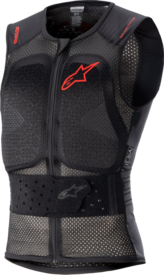Alpinestars Nucleon Flex Pro protective vest in black and red, size XL, designed for motorcycle safety and impact protection.