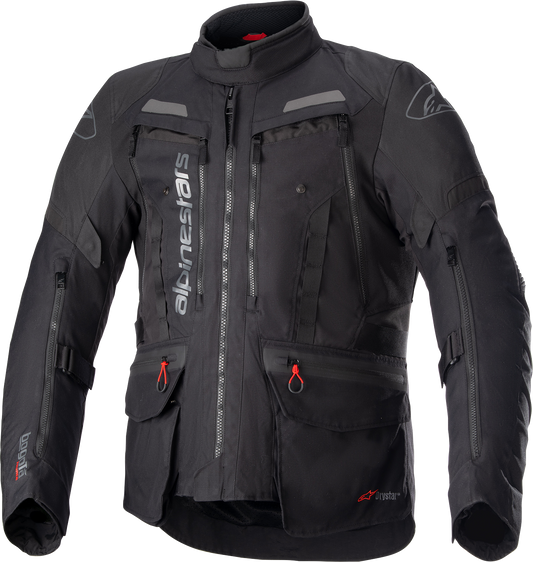 Alpinestars Bogota Pro Drystar® motorcycle jacket in black, size small, with protective padding and durable fabric.