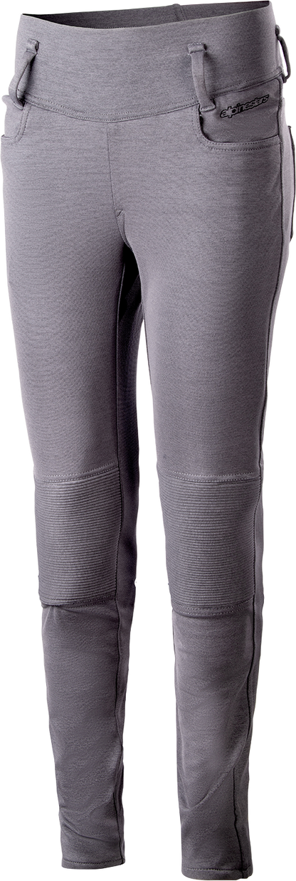 Alpinestars Stella Banshee motorcycle riding pants in gray, size XL, showcasing durable textile construction and protective features.