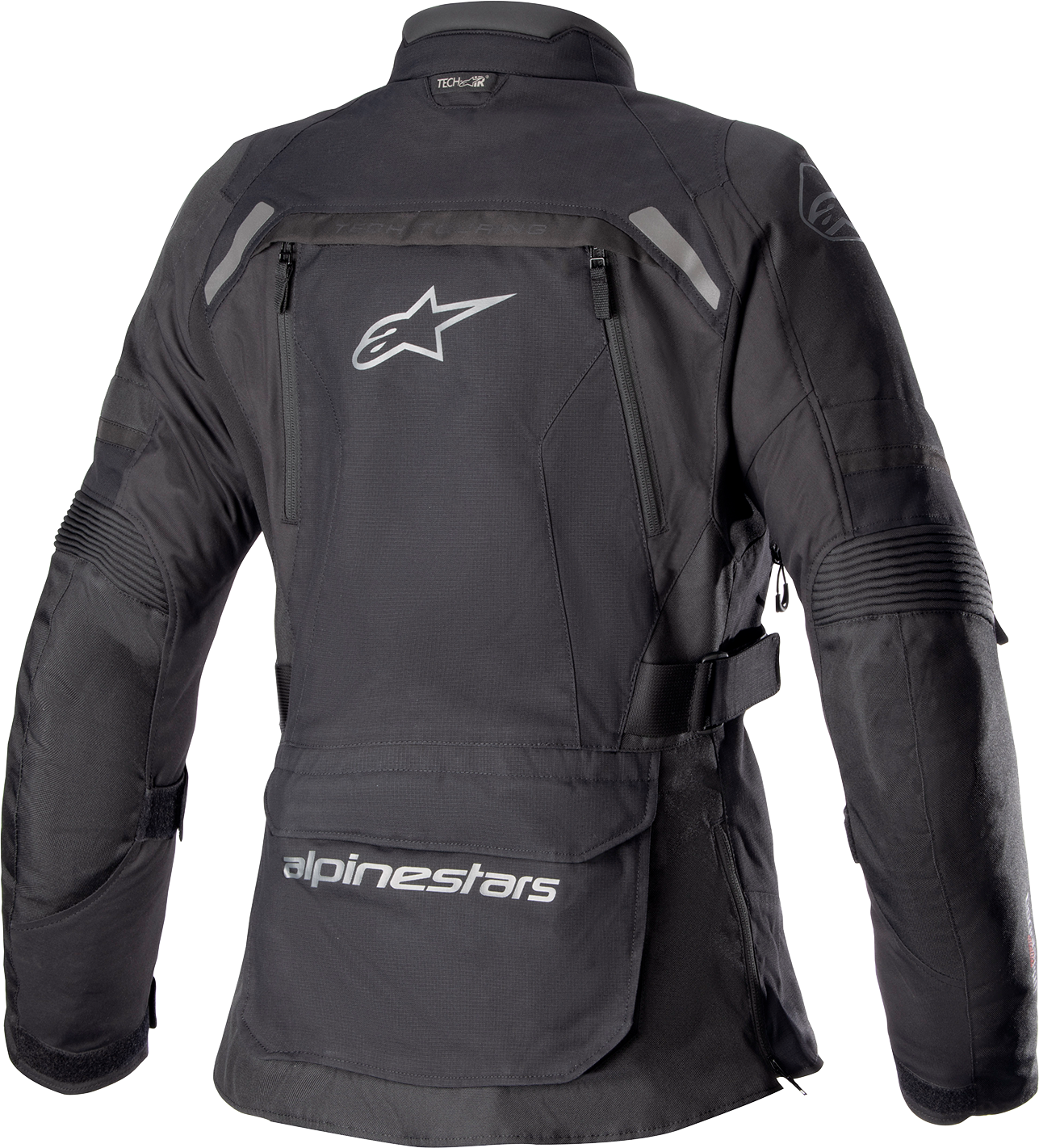 Alpinestars Stella Bogota Drystar motorcycle jacket in black, medium size, with protective armor and waterproof features.