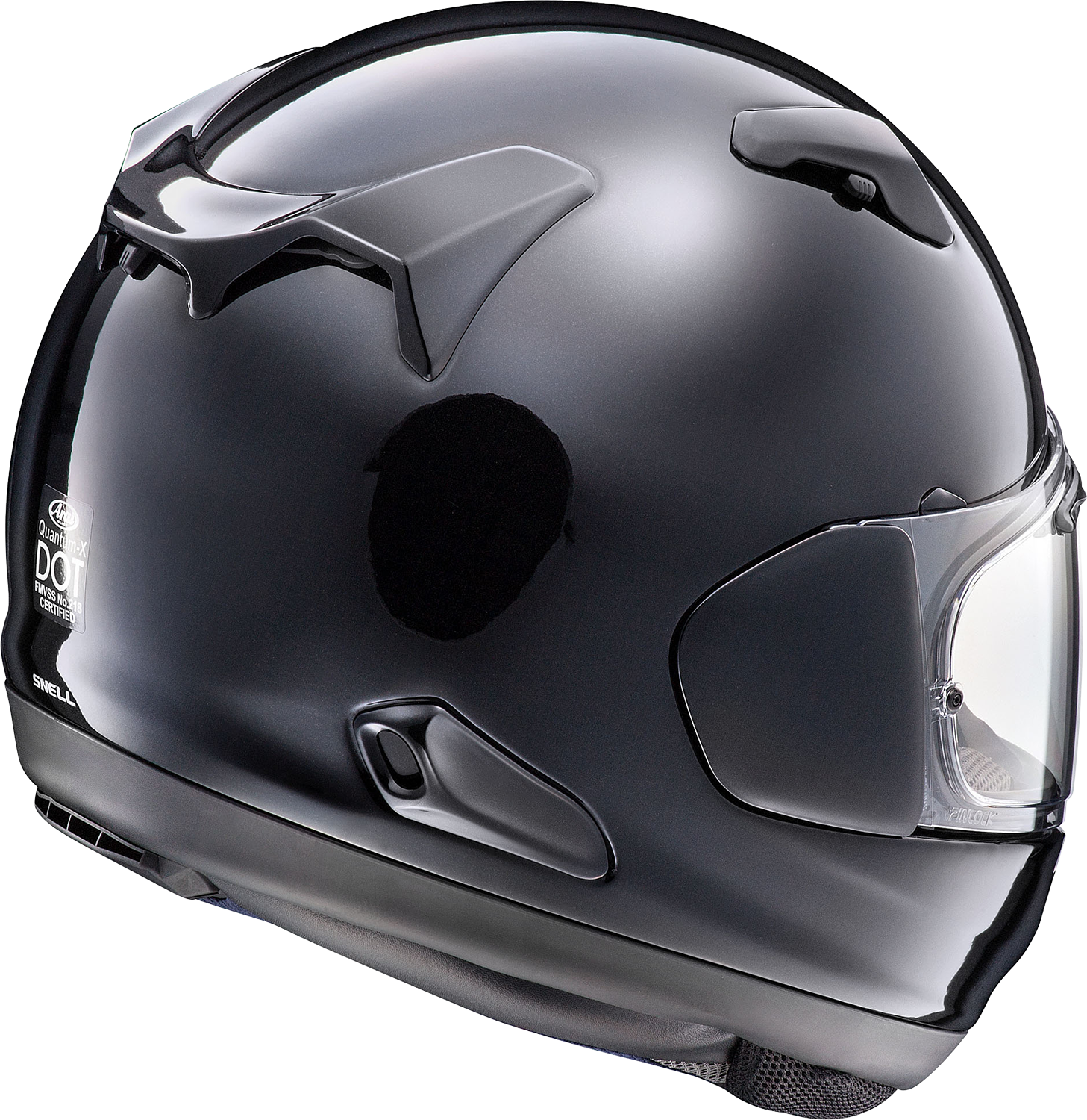 Arai Helmets Quantum-X Pearl Black 2XL with advanced oval shell, VAS-MV shield, and Pinlock Max Vision lens, motorcycle helmet