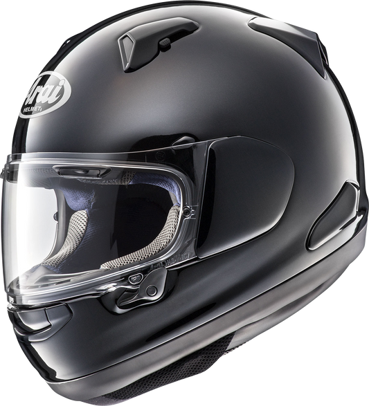 Arai Helmets Quantum-X Diamond Black motorcycle helmet with VAS-MV shield and Pinlock® 120 MaxVision™ lens, large size.