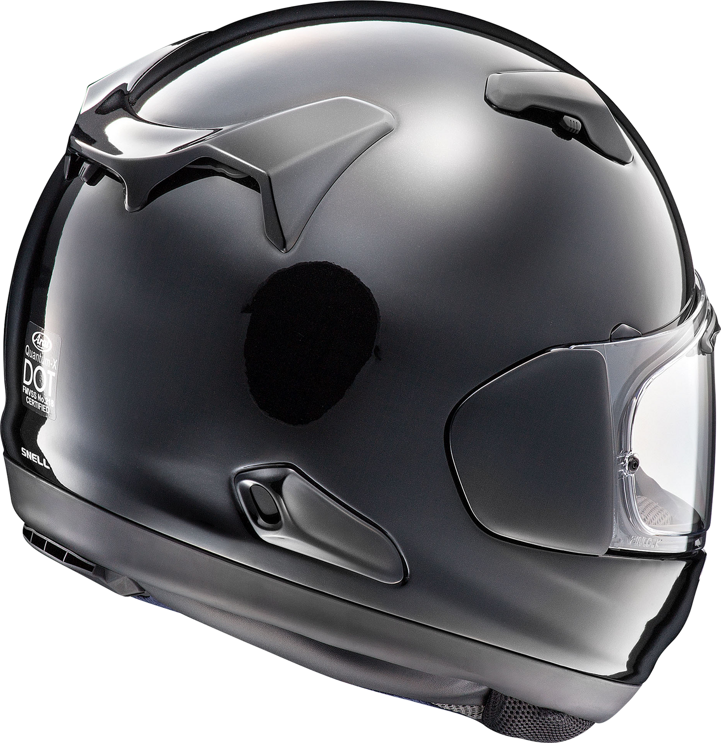 Arai Helmets Quantum-X Diamond Black motorcycle helmet with VAS-MV shield and Pinlock® 120 MaxVision™ lens, large size.