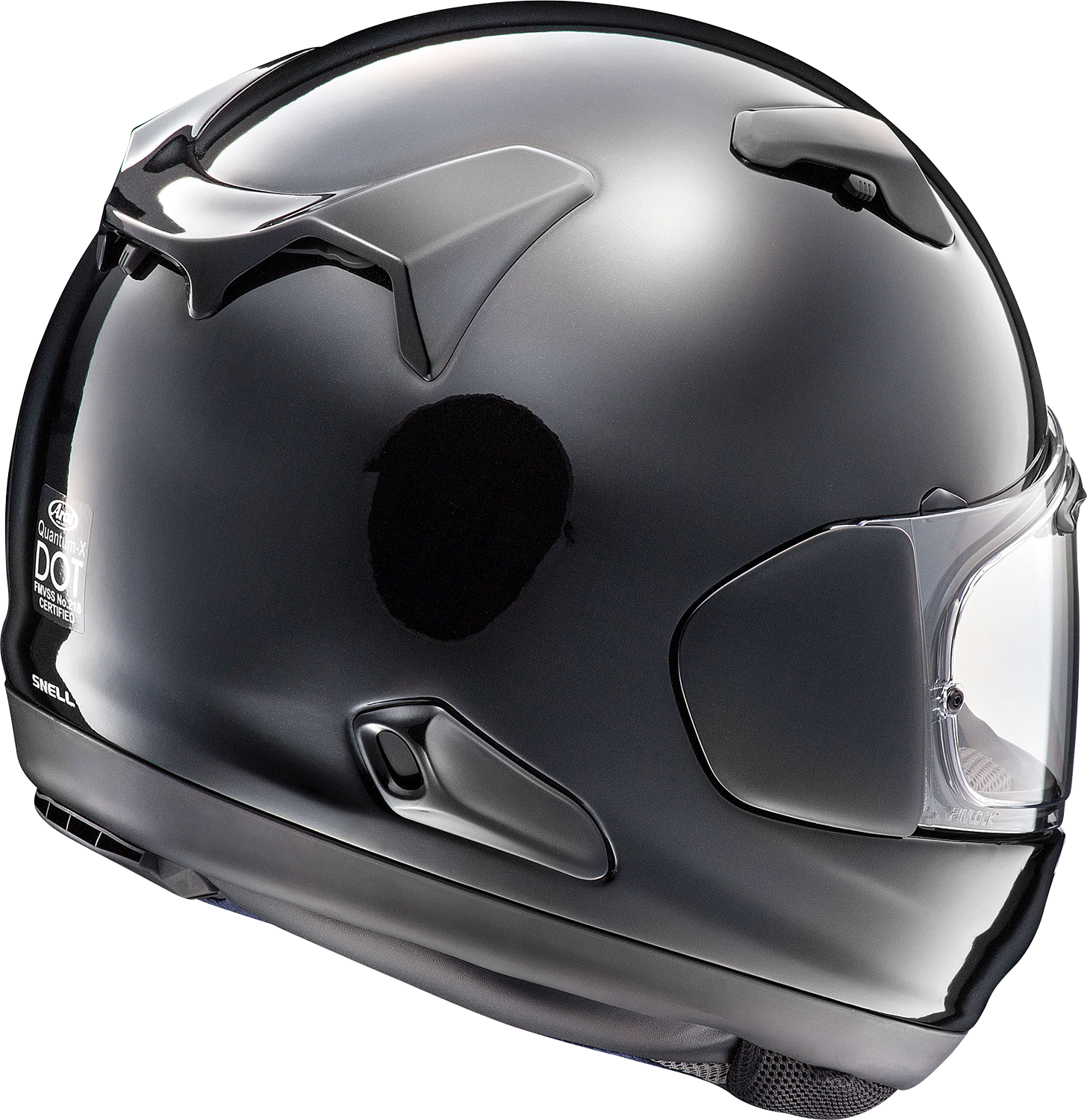 Arai Helmets Quantum-X Diamond Black motorcycle helmet with VAS-MV shield and Pinlock® 120 MaxVision™ lens, large size.