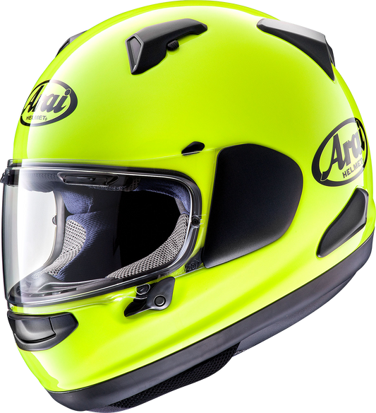 ARAÏ HELMETS Quantum-X helmet in 2XL fluorescent yellow with VAS-MV shield and Pinlock MaxVision lens.