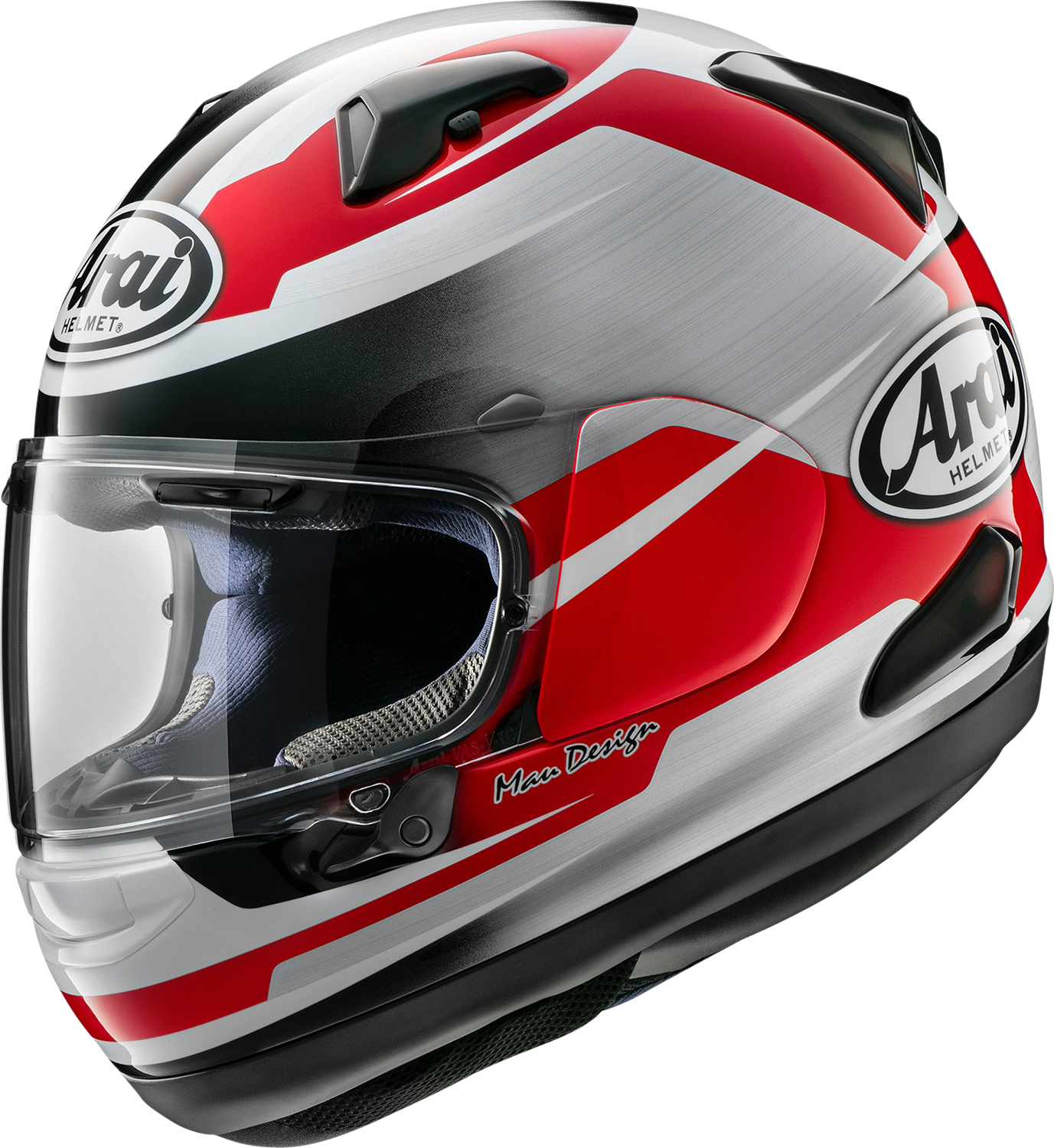 Red ARAI Helmets Quantum-X helmet in small size, featuring enhanced safety and comfort for wide-headed riders.