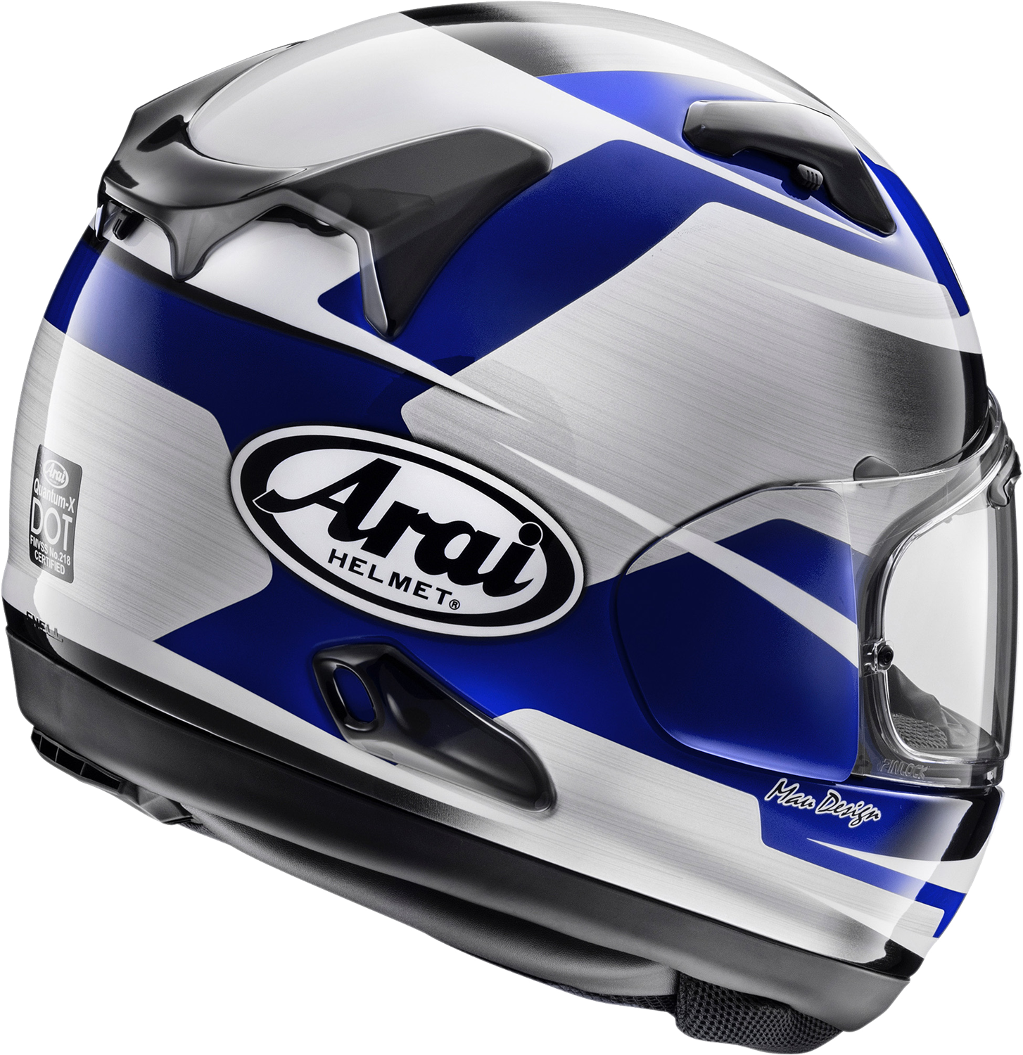 ARAi Quantum-X Steel Blue motorcycle helmet with VAS-Max Vision Shield and Pinlock MaxVision, 2XL size.