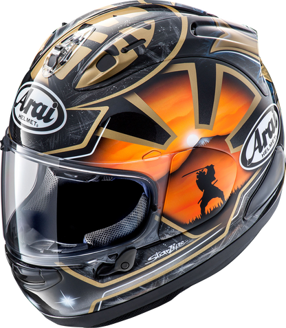 Black ARAI Corsair-X Dani Samurai-2 motorcycle helmet in 2XL with enhanced ventilation and durable construction.