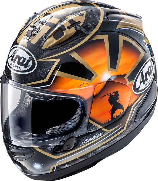 Black ARAI Corsair-X Dani Samurai-2 motorcycle helmet in 2XL with enhanced ventilation and durable construction.