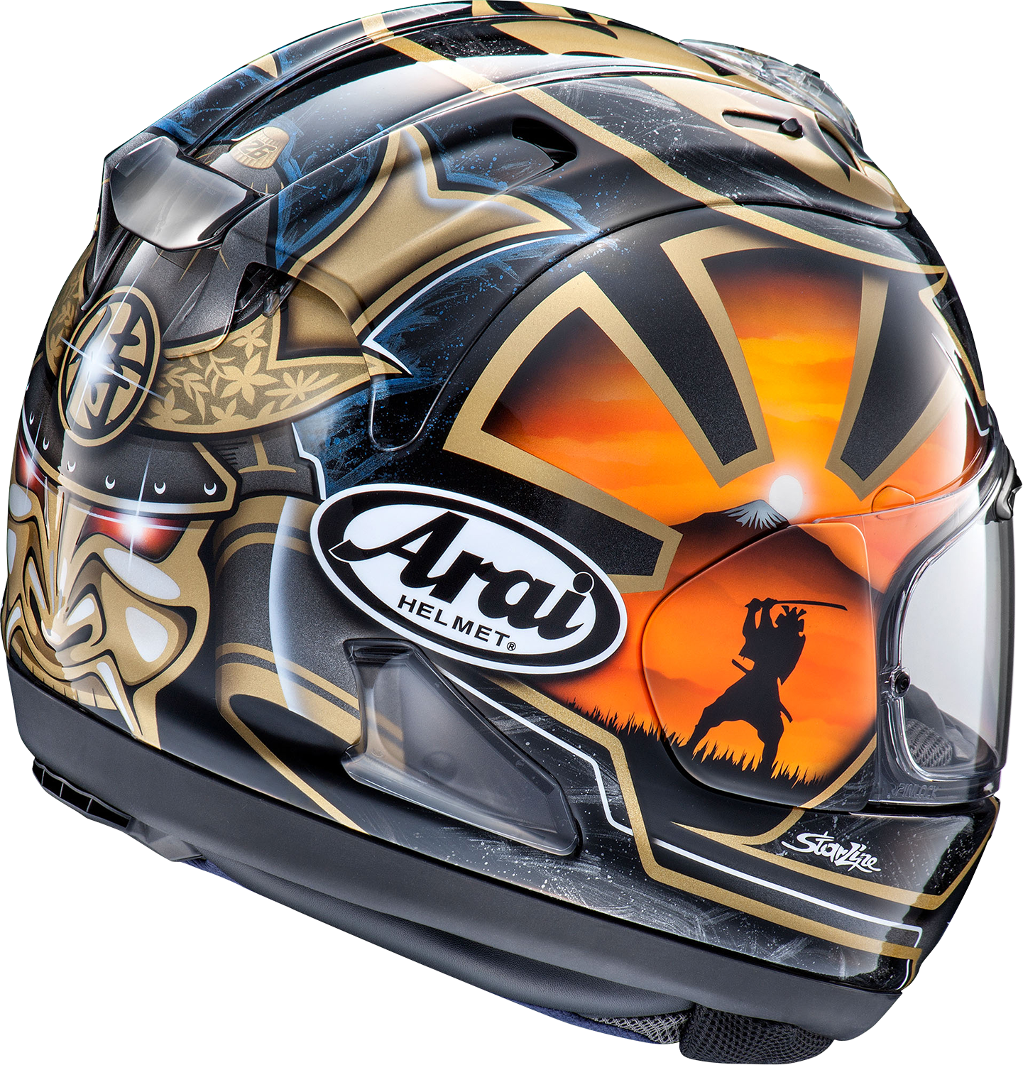 Arai Corsair-X Dani Samurai-2 black motorcycle helmet with advanced ventilation and durable construction, 2XL size.