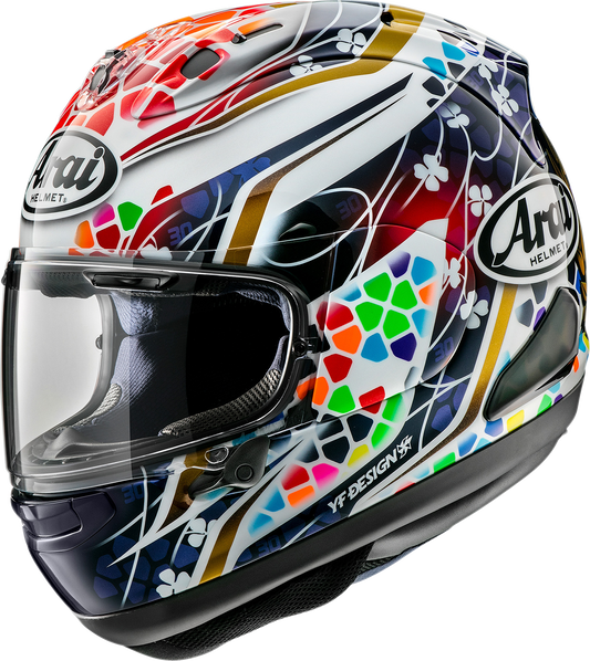 Arai Corsair-X Nakagami-3 XL motorcycle helmet with aerodynamic design, featuring a sleek black finish and clear visor.