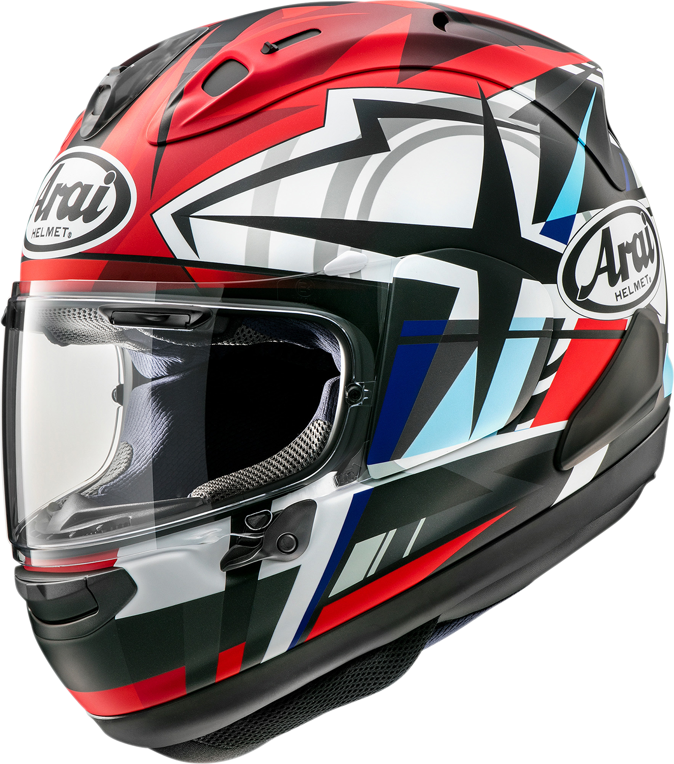 Arai Helmets Corsair-X Takumi Frost 2XL motorcycle helmet with advanced ventilation and strong shell design, shown from the side.