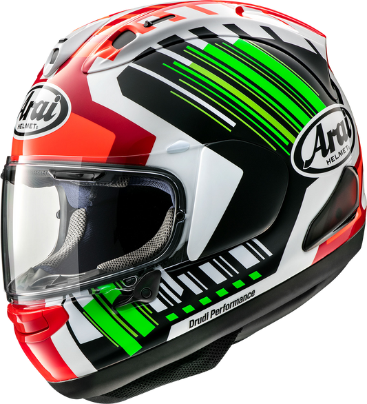 Arai Helmet Corsair-X Rea-6 Green XS motorcycle helmet with ventilation and reinforced shell, designed for safety and comfort