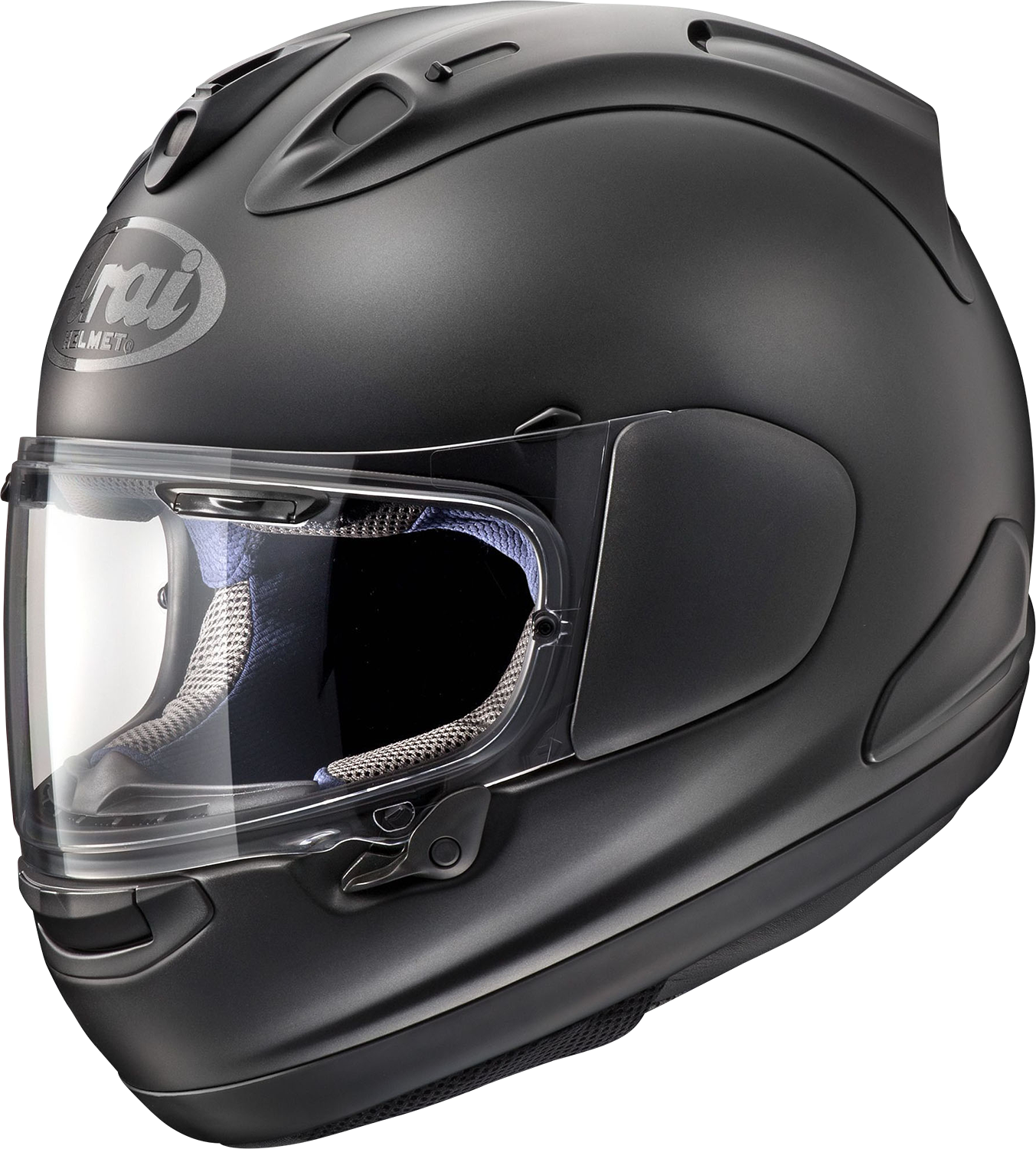 Black Frost ARAI HELMETS Corsair-X motorcycle helmet with aerodynamic design and clear visor, size XS.