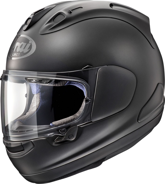 Black Frost ARAI HELMETS Corsair-X motorcycle helmet with aerodynamic design and clear visor, size XS.