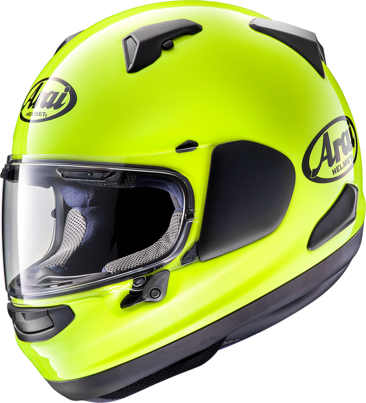 ARAÏ HELMETS Signet-X motorcycle helmet in fluorescent yellow, size XS, featuring aerodynamic design and secure strap.