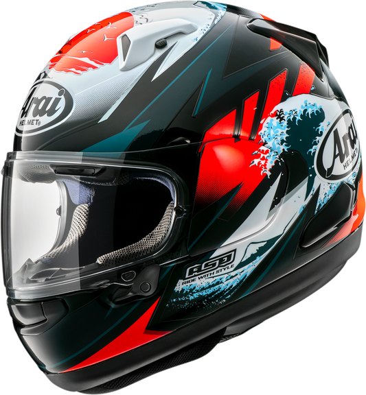 Arai Helmets Quantum-X Wave helmet in 2XL size, featuring a sleek design and aerodynamic shell for motorcycle riding.