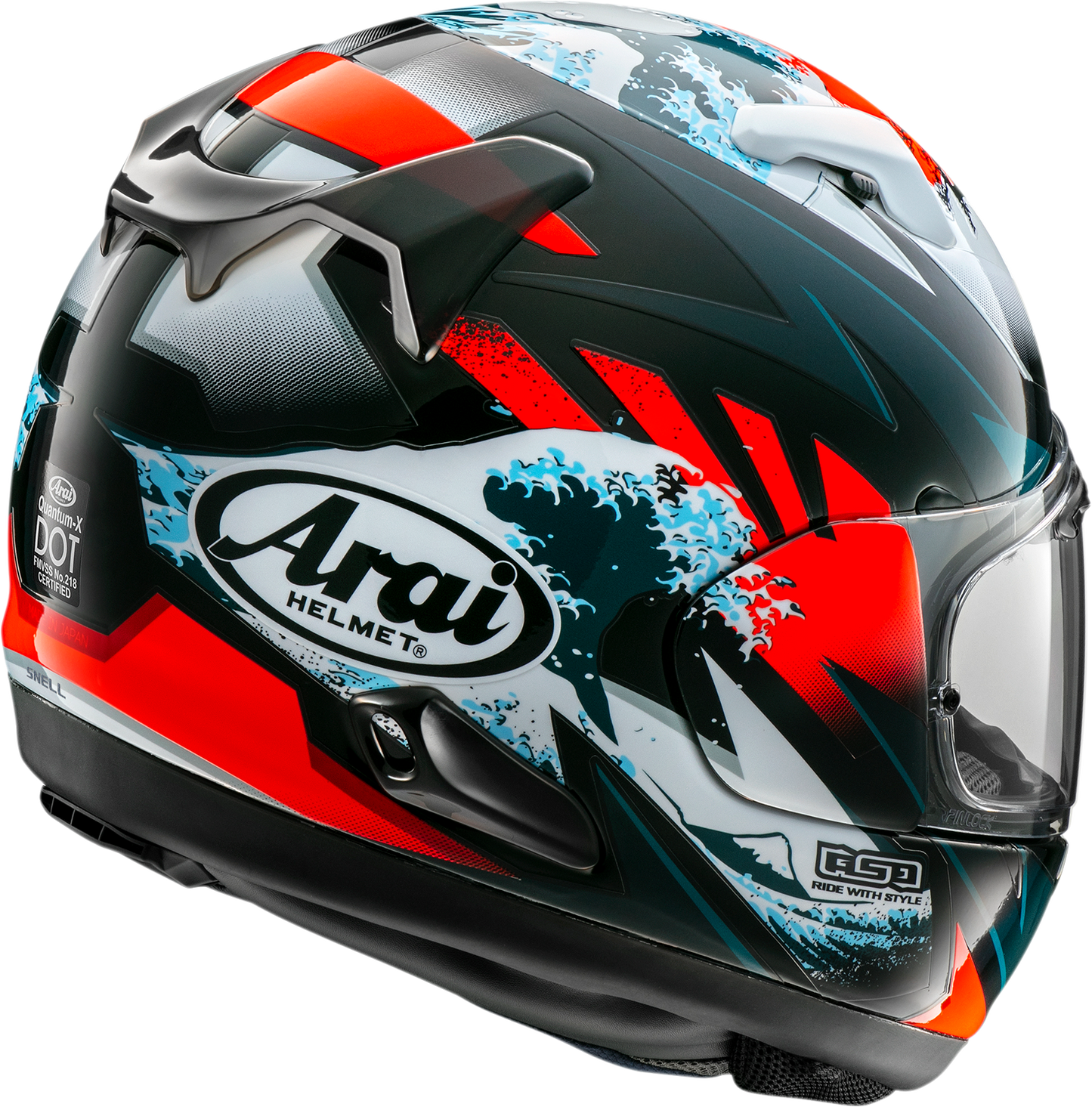Arai Helmets Quantum-X Wave helmet in 2XL size with sleek design and ventilation vents, front view showing visor and branding.