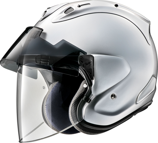 Arai Helmets Ram-X XS aluminum silver motorcycle helmet with VAS-Z shield system and aerodynamic design.