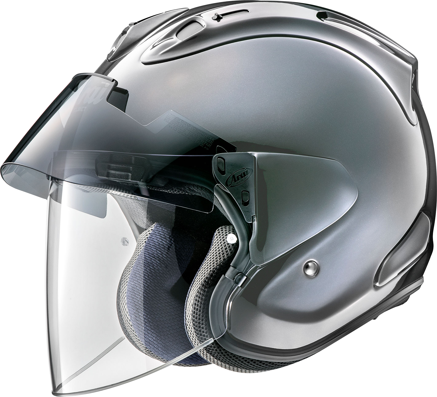 Arai Ram-X Modern Gray motorcycle helmet in XL size with sleek design and ventilation openings, brand logo visible.
