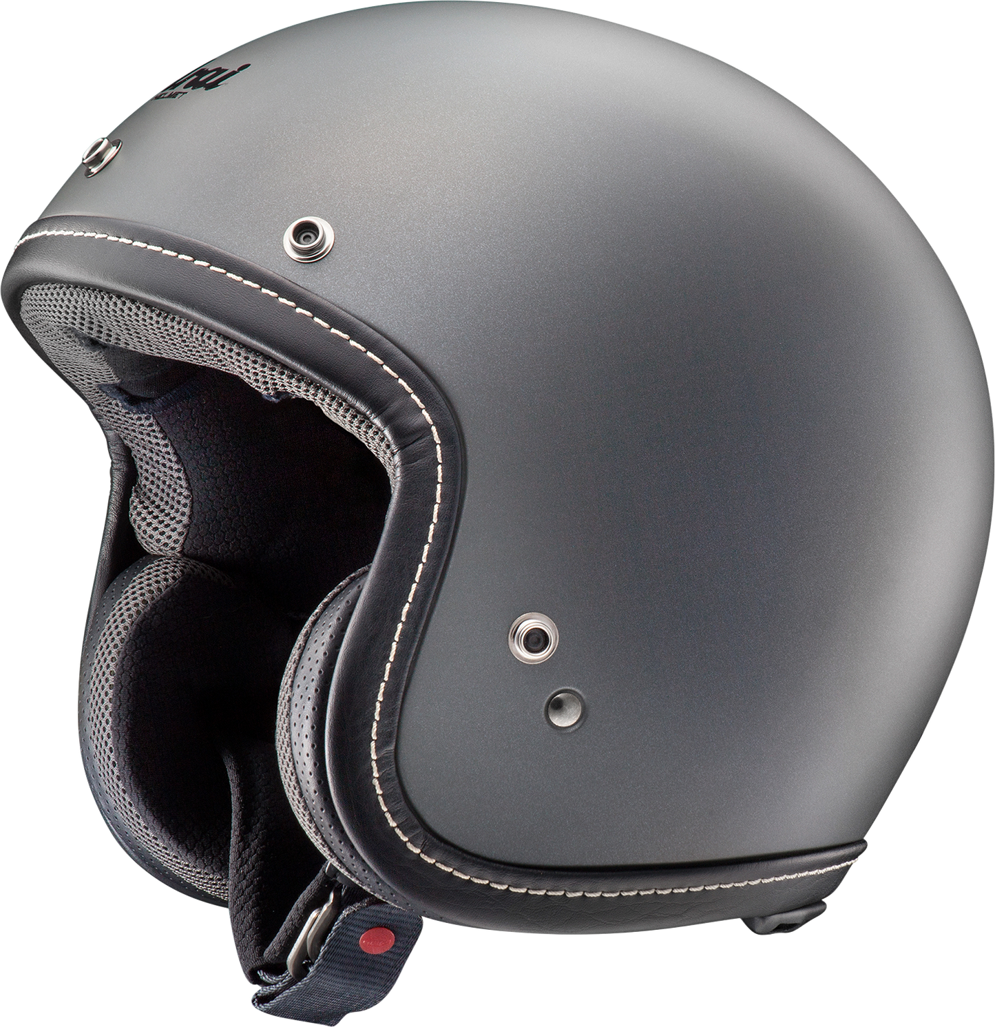 Arai Helmets Classic-V helmet in Gun Metallic Frost finish, small size, front view showing sleek motorcycle helmet design.