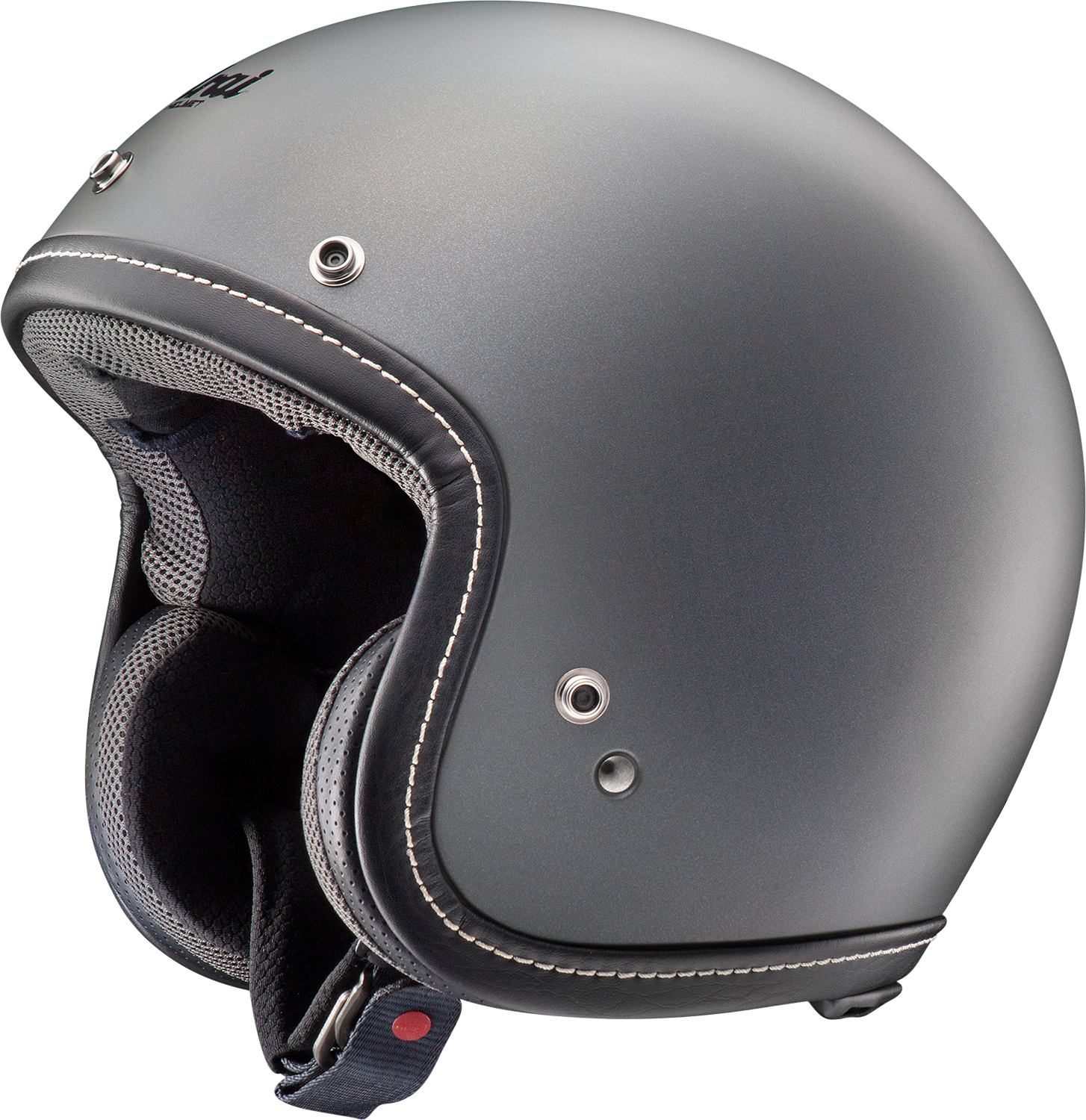 Arai Helmets Classic-V helmet in Gun Metallic Frost finish, small size, front view showing sleek motorcycle helmet design.