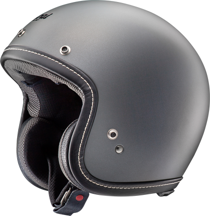 Arai Helmets Classic-V helmet in Gun Metallic Frost finish, small size, front view showing sleek motorcycle helmet design.