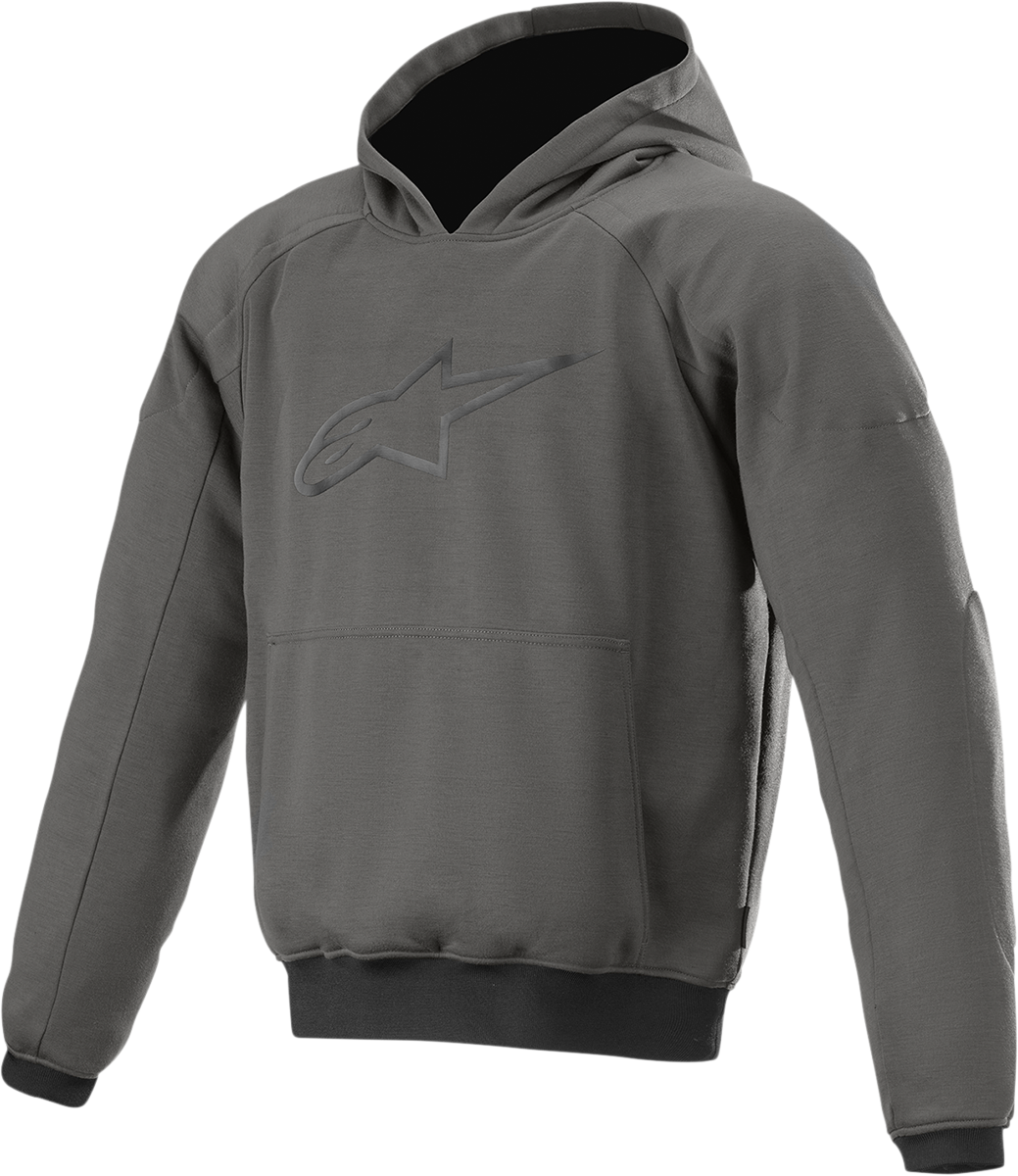 Gray Bill's Exhausts Ageless hoodie in XL featuring a soft fabric, hood with drawstrings, and front pocket.
