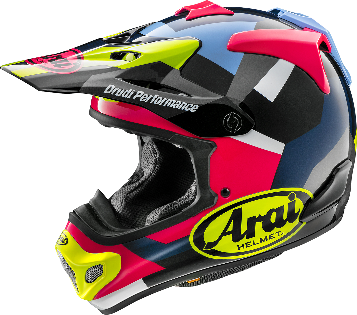 Arai VX-Pro4 small off-road motorcycle helmet with black and gray design, featuring reinforced chin guard and ventilation openings.