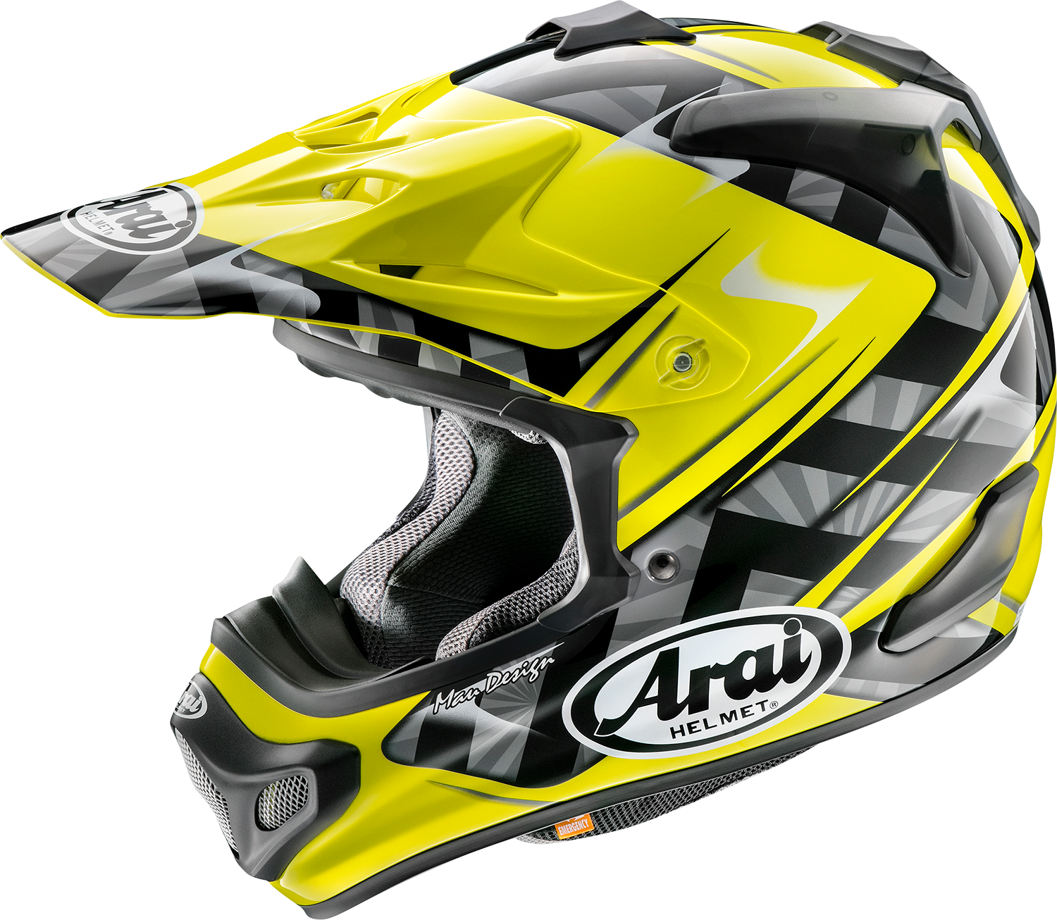 Yellow ARAI HELMETS VX-Pro4 Scoop helmet in XS size with ventilation and aerodynamic design, model 0110-8196.