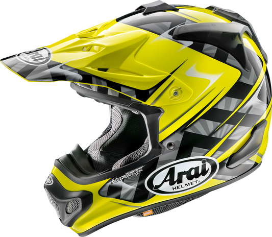 Yellow ARAI HELMETS VX-Pro4 Scoop helmet in XS size with ventilation and aerodynamic design, model 0110-8196.