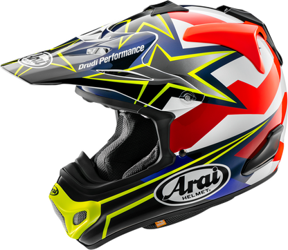 ARAÏ HELMETS VX-Pro4 Stars & Stripes off-road helmet in yellow, small size, with advanced protective features for motocross riding.