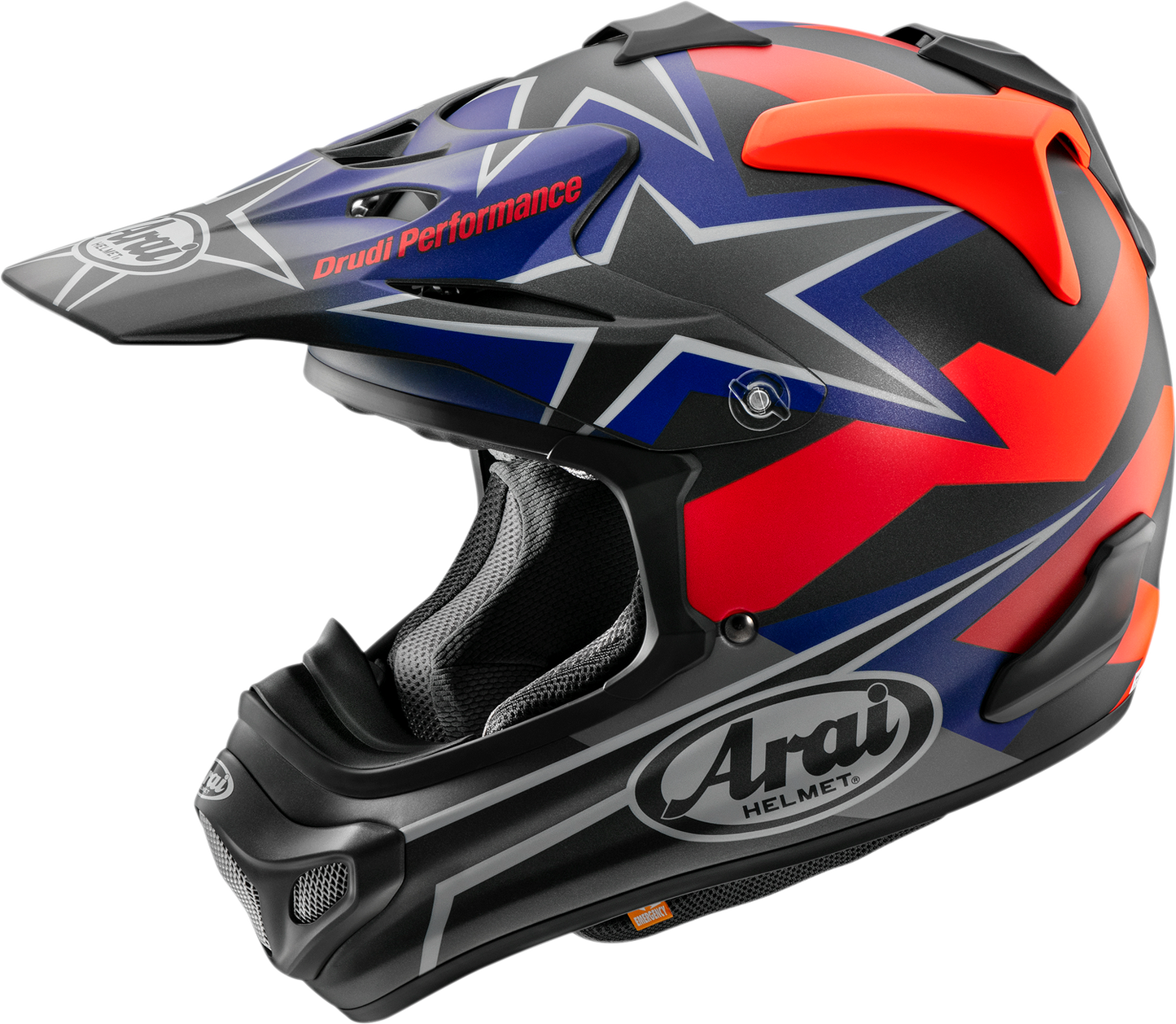 Arai VX-Pro4 Stars & Stripes black frost motorcycle helmet, large size, featuring a bold patriotic star pattern and sleek design.
