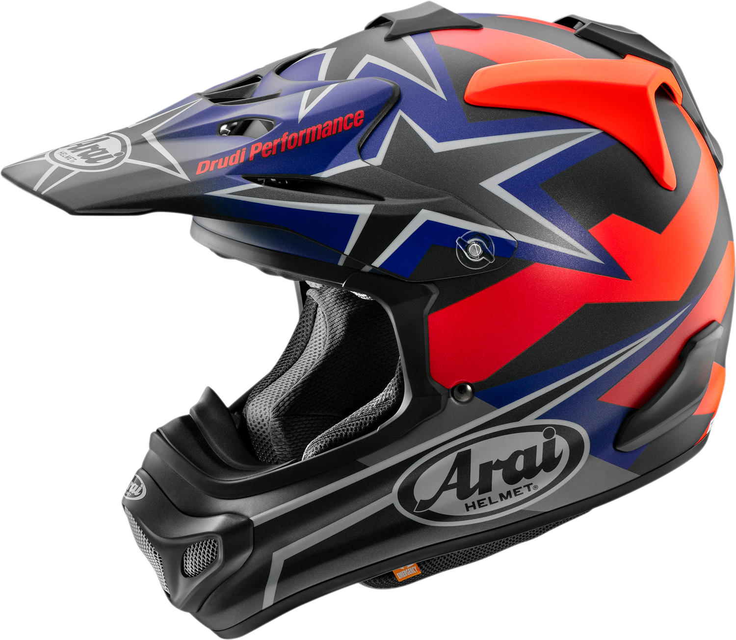 Arai VX-Pro4 Stars & Stripes black frost motorcycle helmet, large size, featuring a bold patriotic star pattern and sleek design.