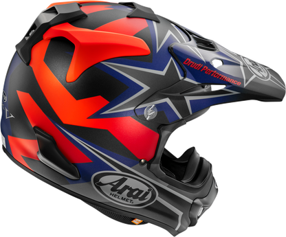 Arai VX-Pro4 Stars & Stripes Black Frost motorcycle helmet with bold star and stripe design, large size, front view.