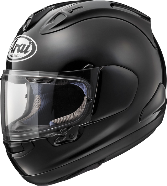 Black ARAI HELMETS Corsair-X motorcycle helmet in 2XL size with aerodynamic design and clear visor.