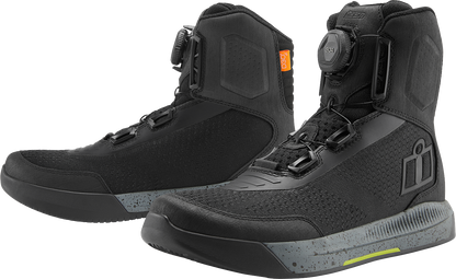 ICON Overlord™ Vented Boots in black, US 7, featuring durable construction and breathable design for motorcycle riding.