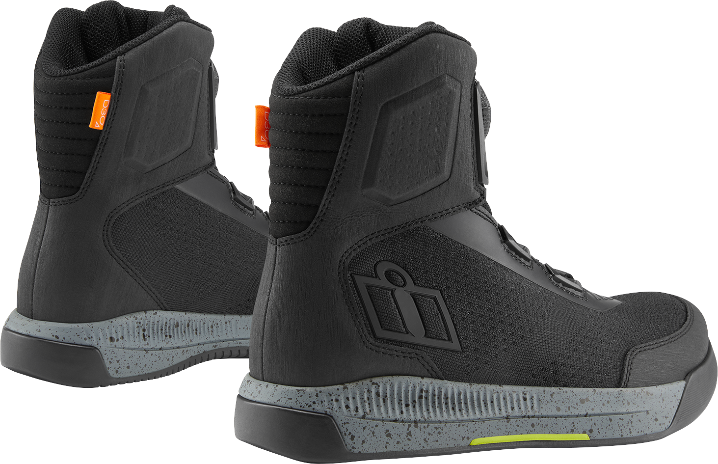 ICON Overlord™ Vented Boots in black with sturdy sole and ventilation panels, designed for motorcycle riding comfort and safety.