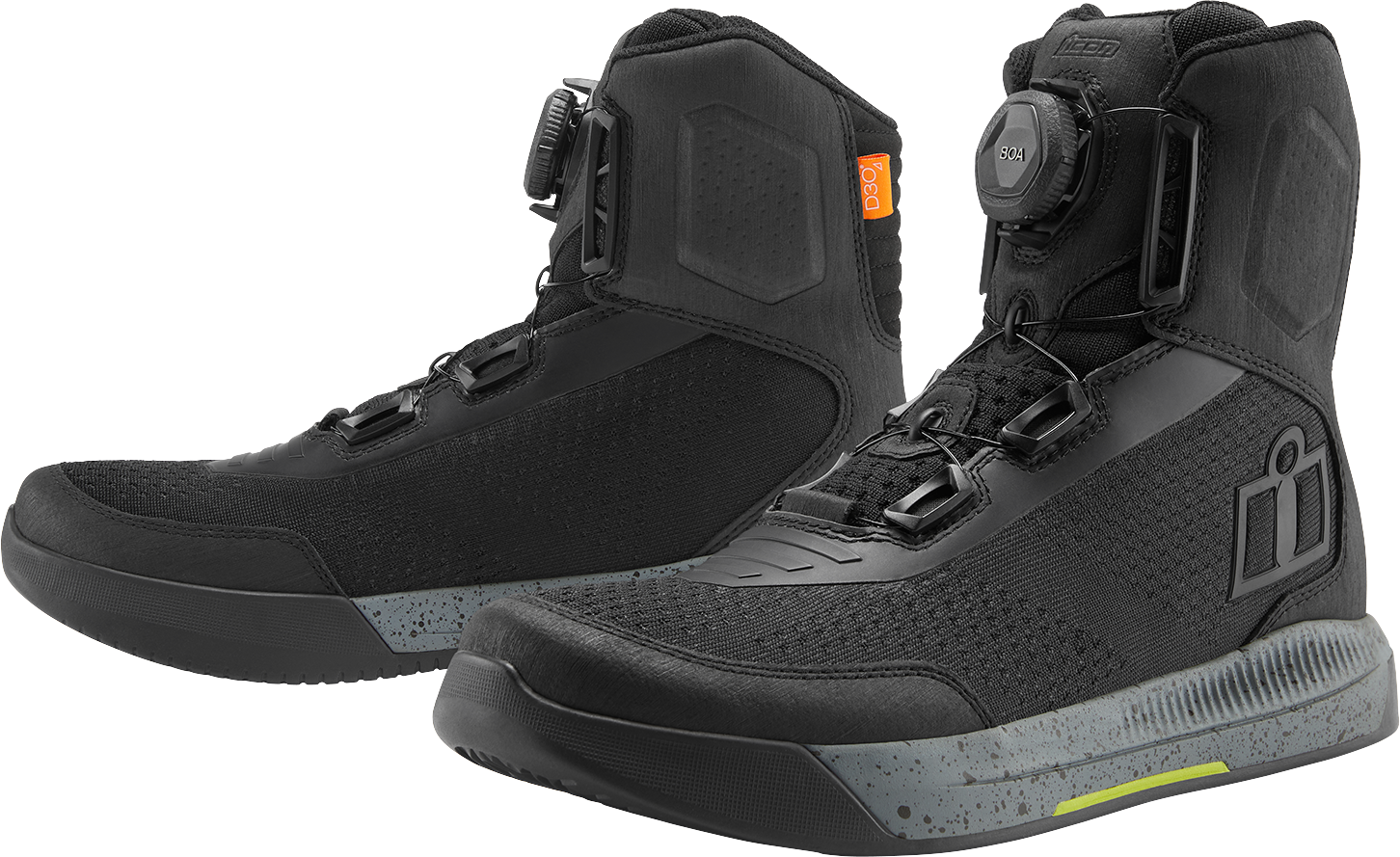 ICON Overlord Vented Boots in black, US 11.5, EU 45.5, showcasing durable construction and vented design for motorcycle riding.