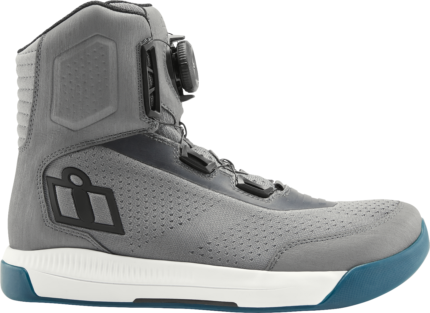 ICON Overlord™ Vented Motorcycle Boots in gray, US 14 / EU 48.5, featuring durable construction and breathable design.