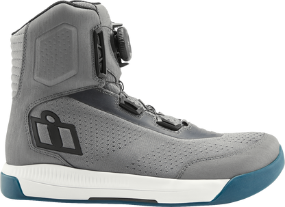 ICON Overlord™ Vented Motorcycle Boots in gray, US 14 / EU 48.5, featuring durable construction and breathable design.