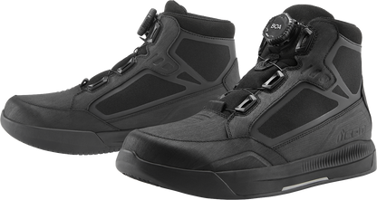 ICON Patrol 3™ waterproof black boots in size 11, featuring rugged design and durable construction for outdoor wear.