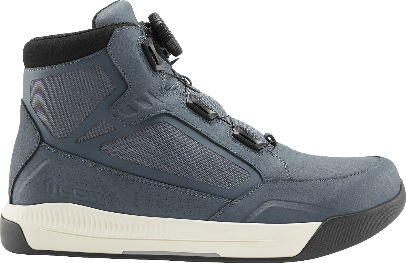 ICON Patrol 3™ waterproof boots in grey, size 9.5, featuring durable construction and slip-resistant soles.