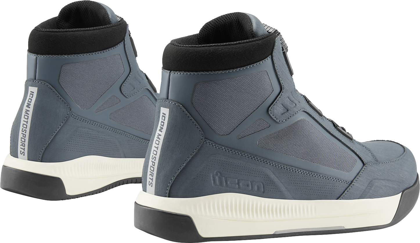 ICON Patrol 3™ waterproof boots in grey, size 10.5, with sturdy leather construction and rugged sole for outdoor durability.
