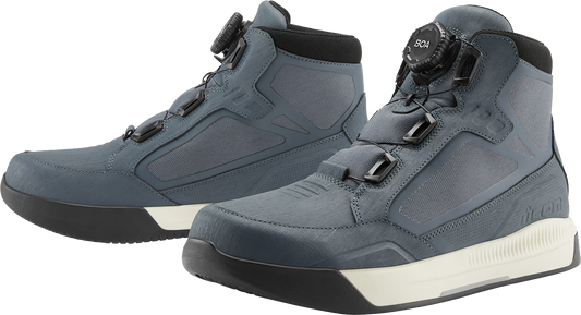 ICON Patrol 3 waterproof boots in grey, size 14, featuring rugged design and durable waterproof material.