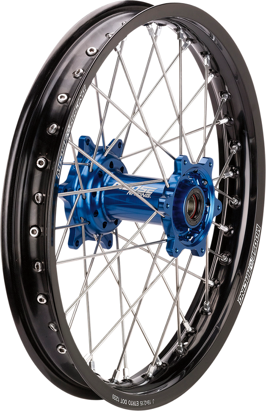 Moose Offroad SX-1 rear wheel assembly for Yamaha WR/YZ, 18x2.15 black wheel with blue hub, part #YR-21518-BKBU