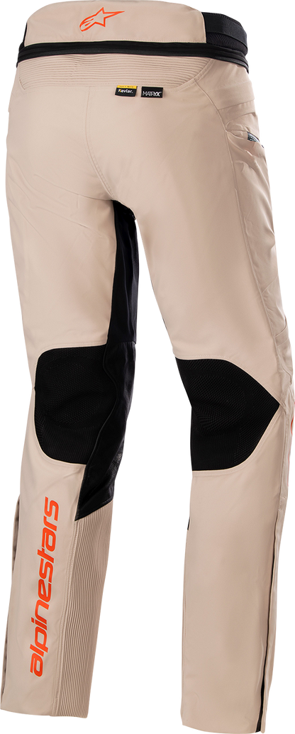 Alpinestars AMT 10-R Drystar XF motorcycle pants in brown, size XL, with protective knee and hip armor for riding safety.