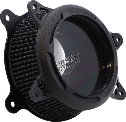 VANCE & HINES VO2 Insight Air Intake Kit in black wrinkle finish, featuring sleek design and air filter components for motorcycle intake.