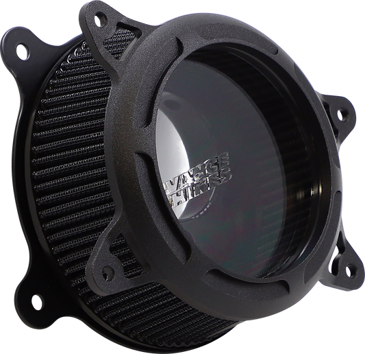 VANCE & HINES VO2 Insight Air Intake Kit in black wrinkle finish, featuring sleek design and air filter components for motorcycle intake.